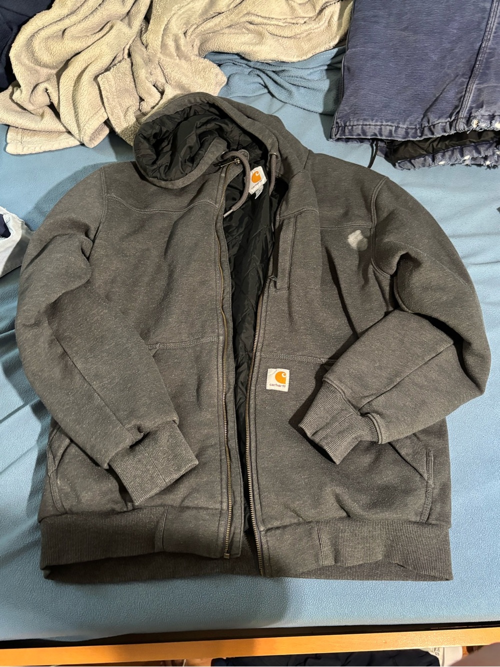 Carhartt Charcoal Quilted-Lined Zip Hoodie